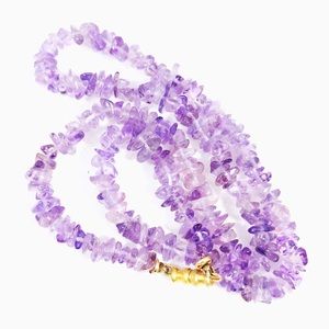 Vintage amethyst gold tone barrel clasp necklace